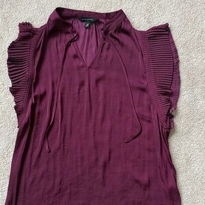Banana Republic Plum Ruffle Sleeve Blouse